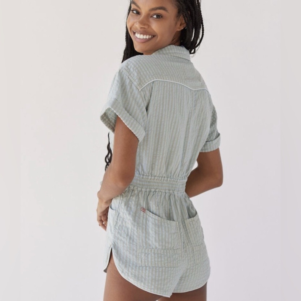 BDG Urban Outfitters Devon Tie Waist Cotton Western Style Romper Jumper Playsuit